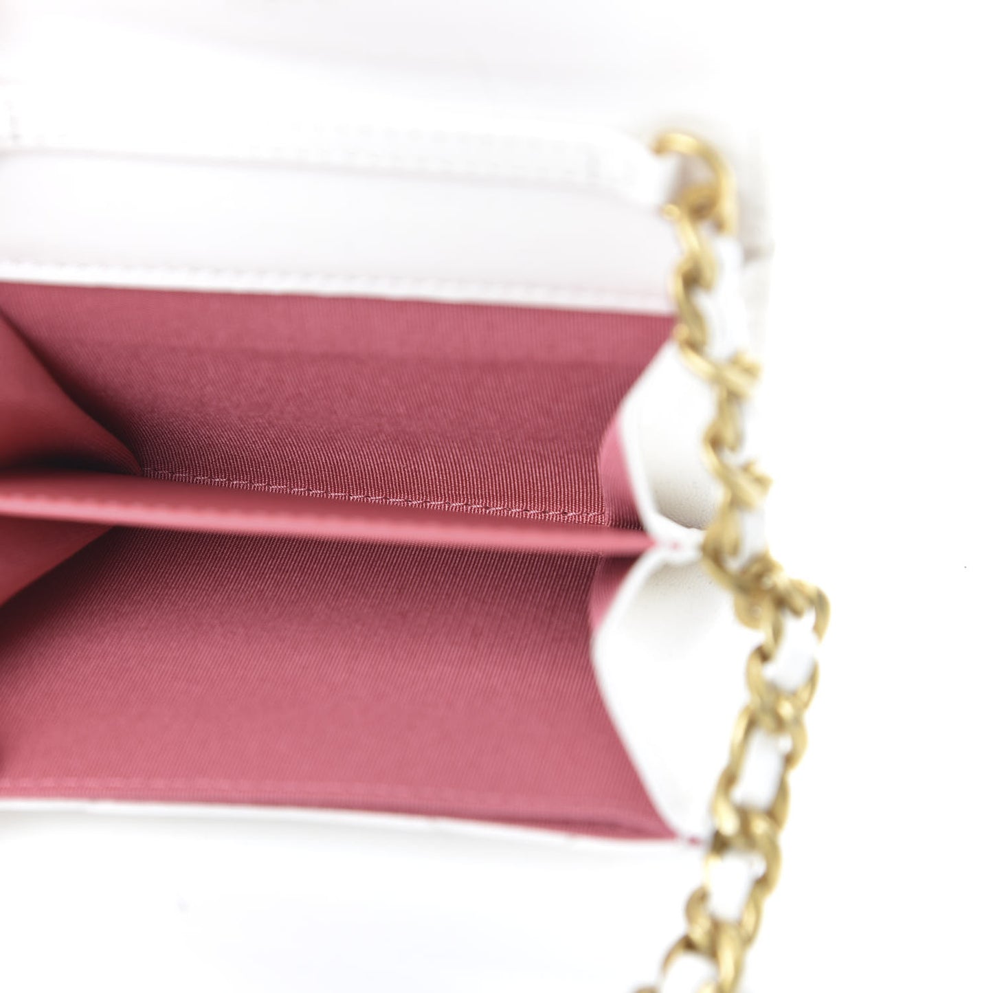 Lambskin Quilted 19 Flap Coin Purse With Chain White