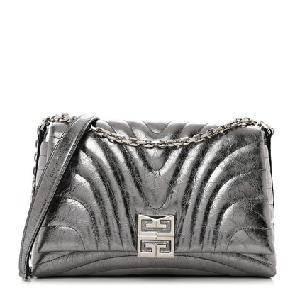 Givenchy Metallic Soft Calfskin 4G Embossed Medium Shoulder Bag Silver 1 of 9