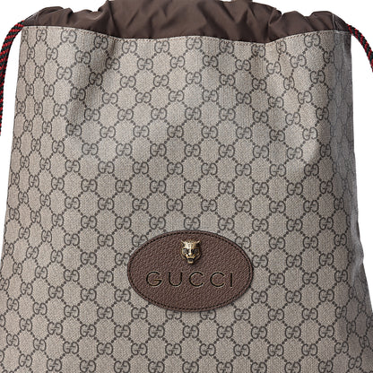 Gucci GG Supreme Monogram Neo Vintage Drawstring Backpack Beige New Acero Crop 10 of 10