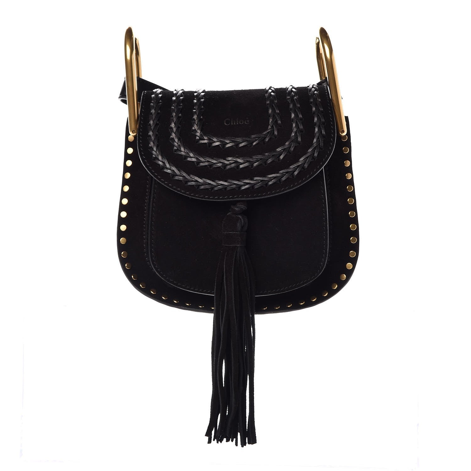 Chloe Suede Calfskin Braided SMini Hudson Shoulder Bag Black 1 of 7