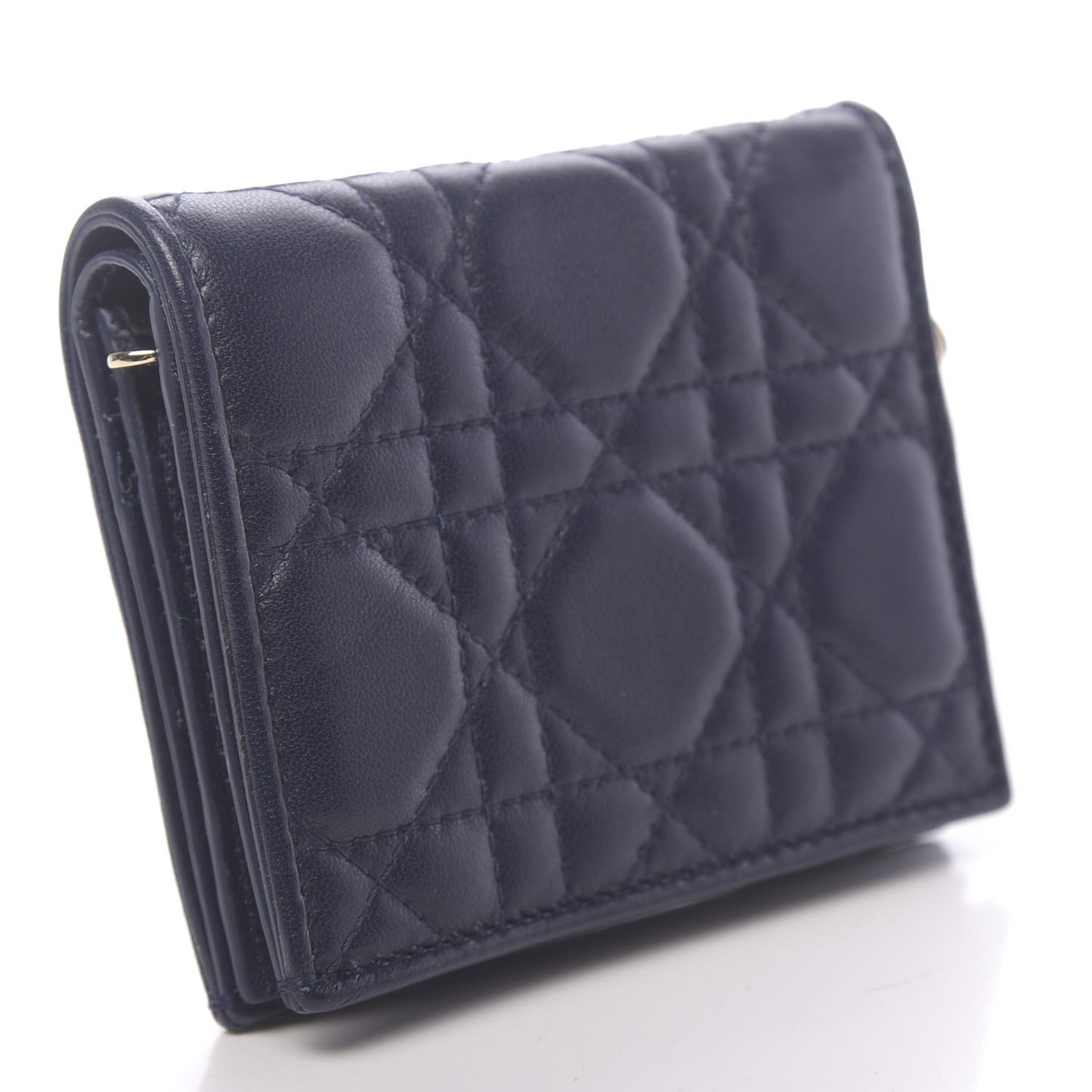 Lambskin Cannage Mini Lady Dior Wallet Navy