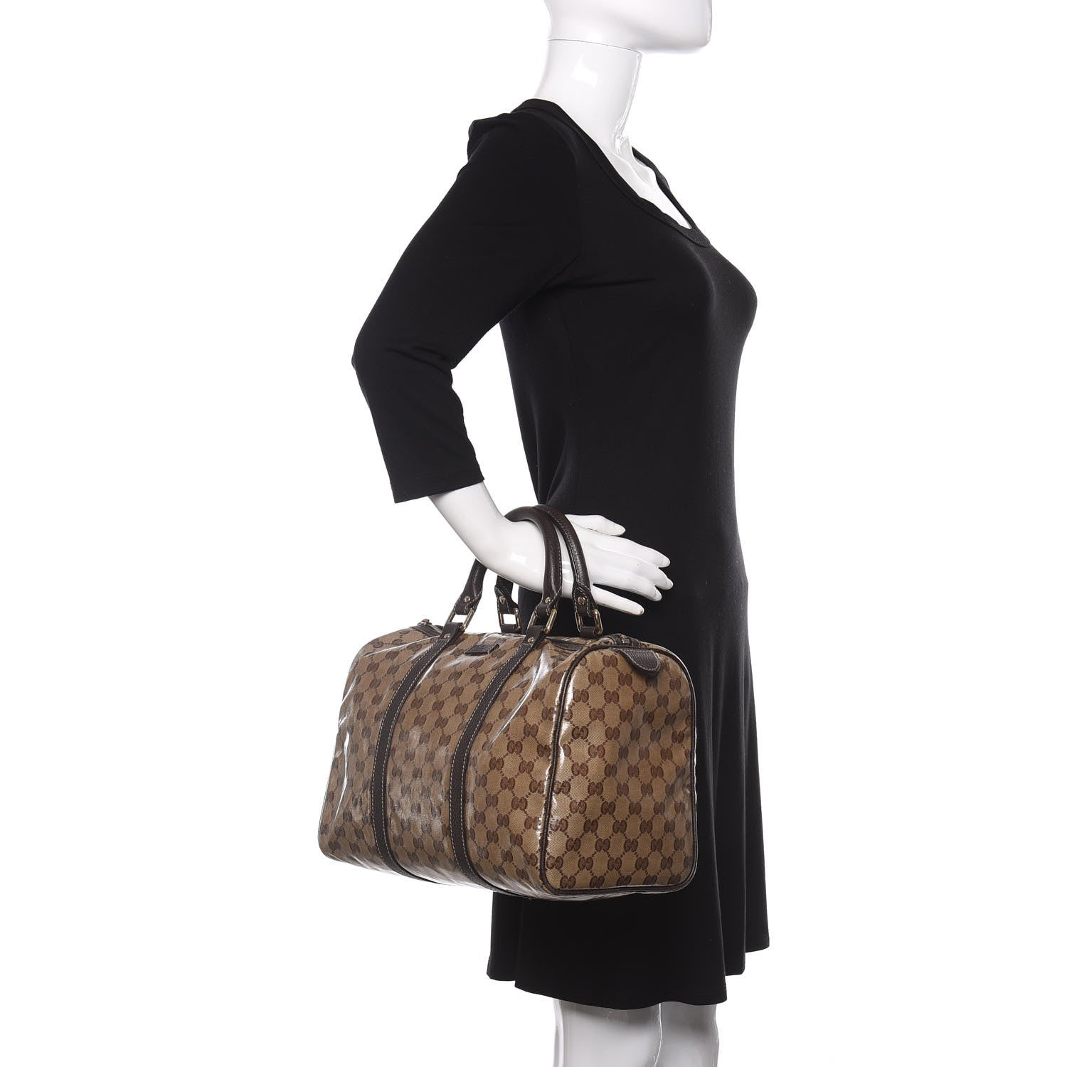 Gucci Crystal Monogram Medium Joy Boston Dark Brown 2 of 10