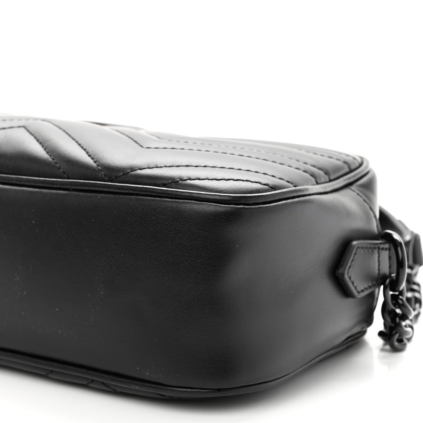 Calfskin Matelasse Monochrome Small GG Marmont Chain Shoulder Bag Black