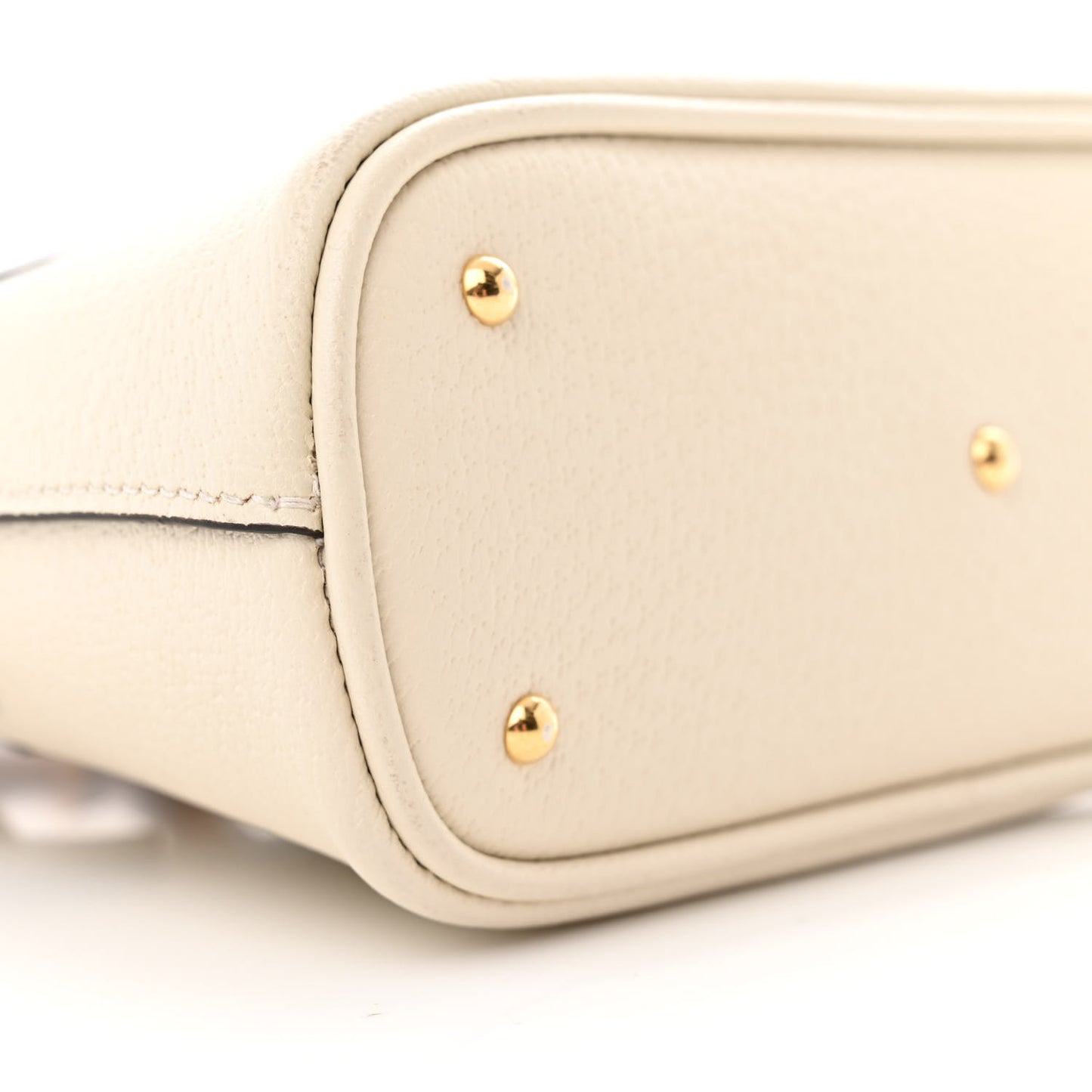 Textured Dollar Calfskin Mini Diana Dome Tote Bag White