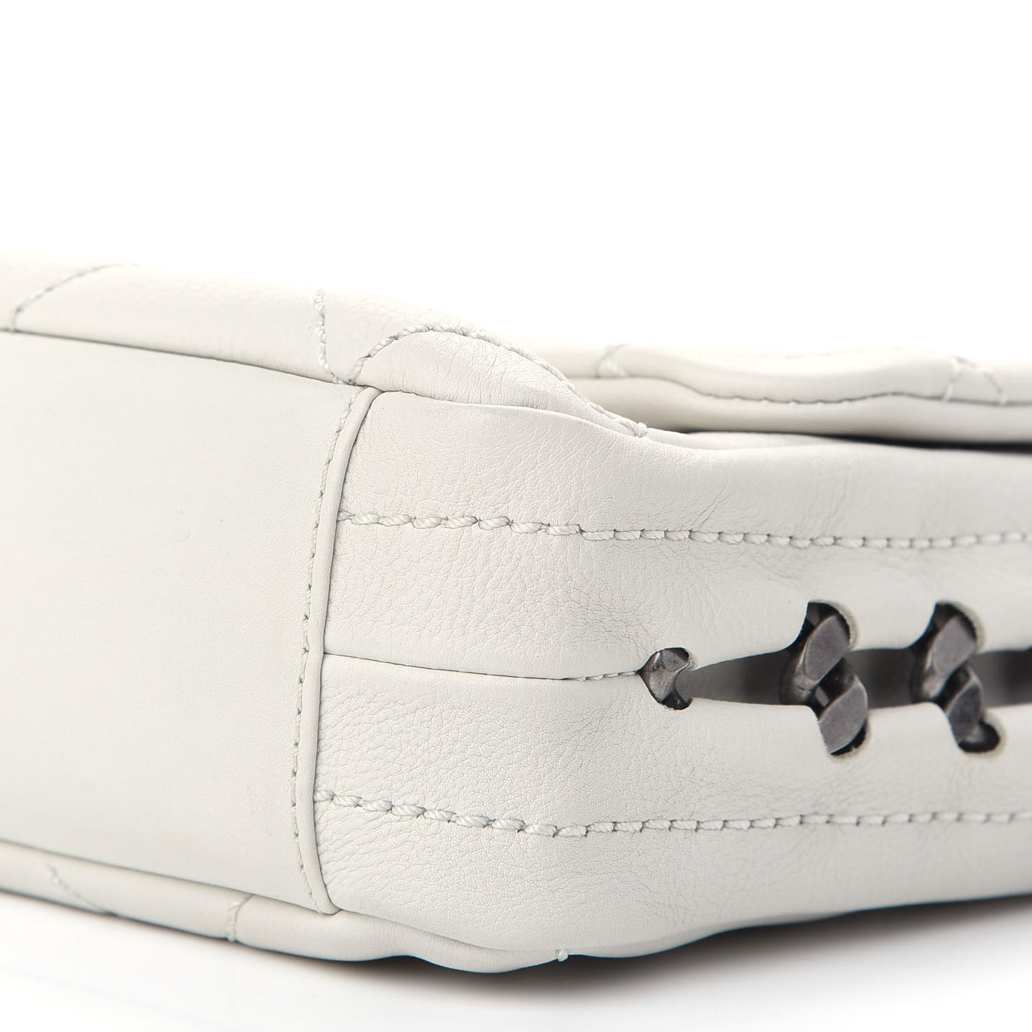 Calfskin Quilted Medium Modern Chain Flap White