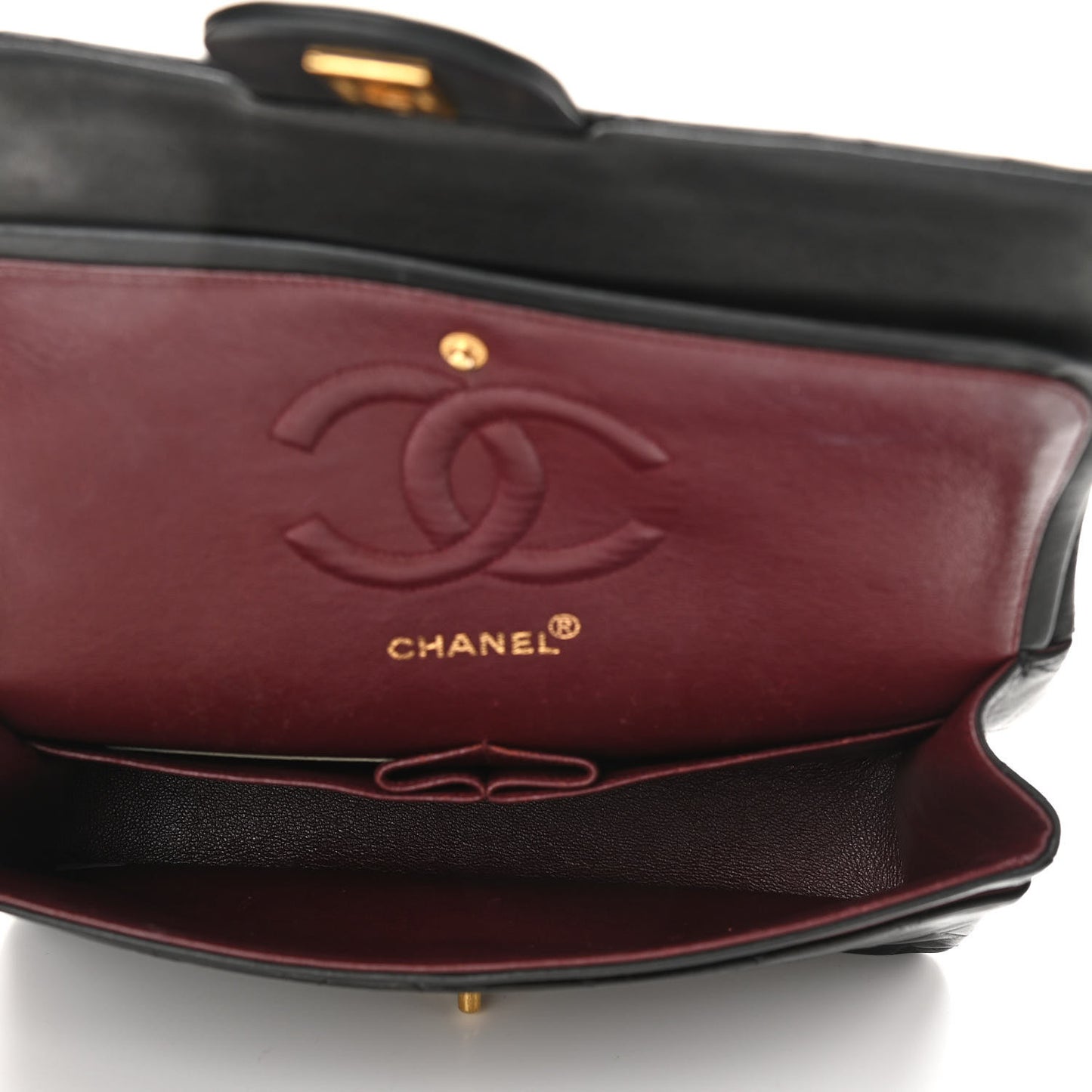 Lambskin Quilted Medium Double Flap Black