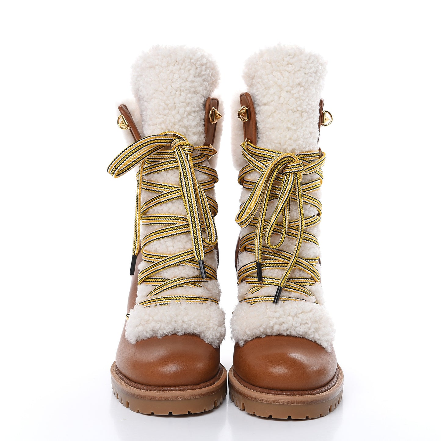 Calfskin Shearling Yetita 70 Hiker Booties 35.5 Cuoio Naturel