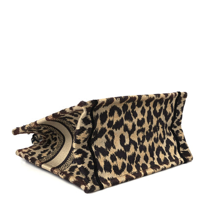 Christian Dior Canvas Mizza Embroidered Small Leopard Book Tote Beige 4 of 10