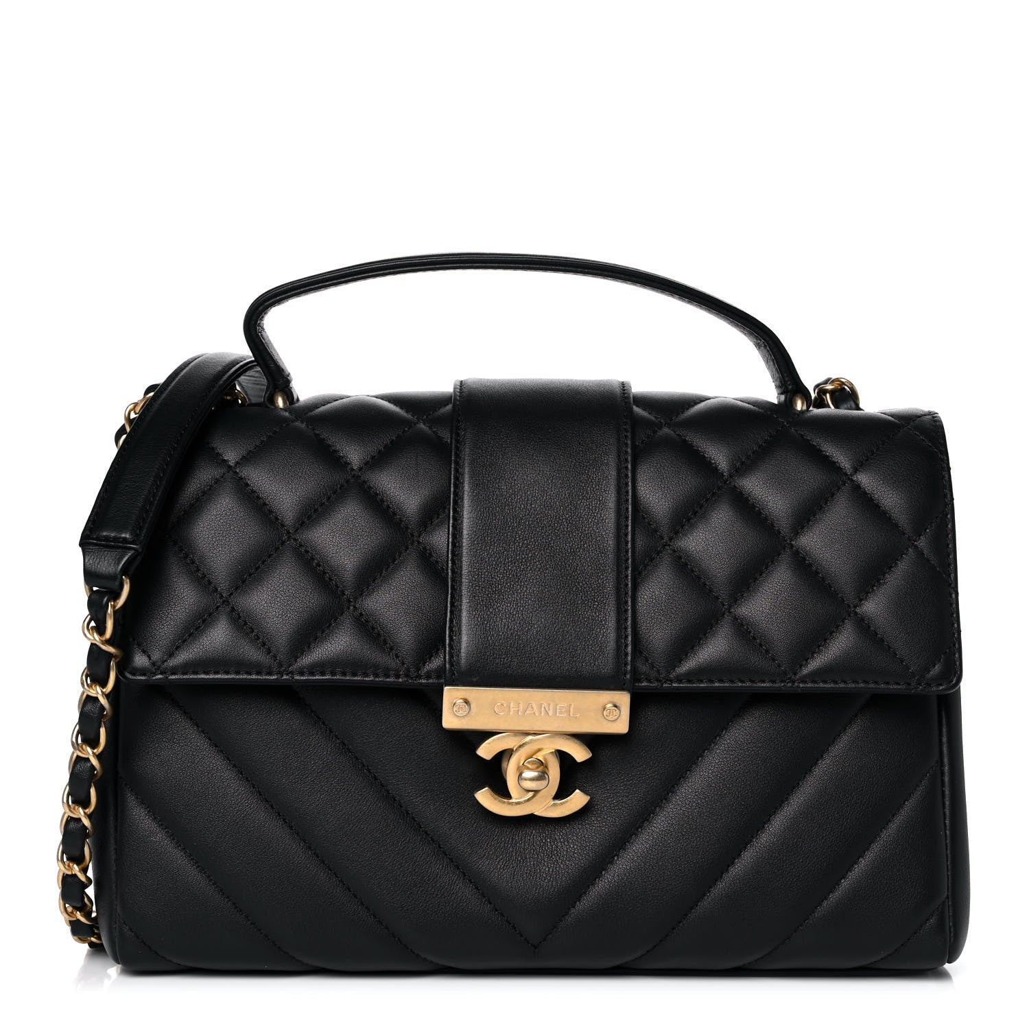 Chanel Calfskin Quilted Chevron In The City Bag Black 1 of 12