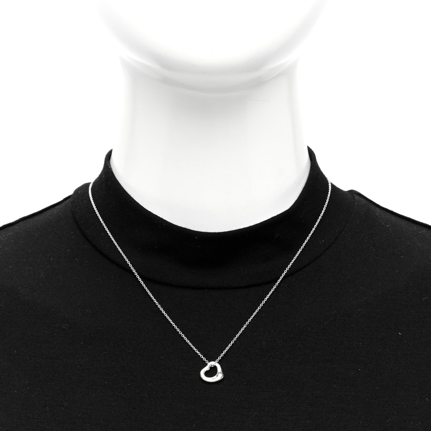 Sterling Silver 11mm Elsa Peretti Open Heart Pendant Necklace
