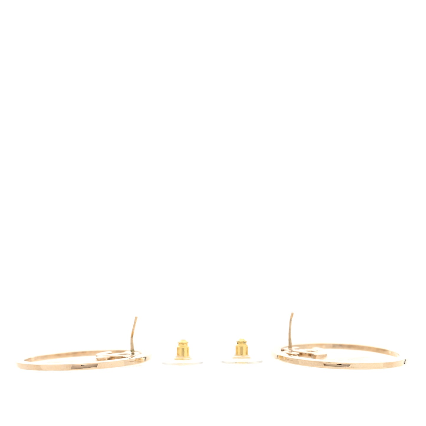Metal Crystal CC Hoop Earrings Gold