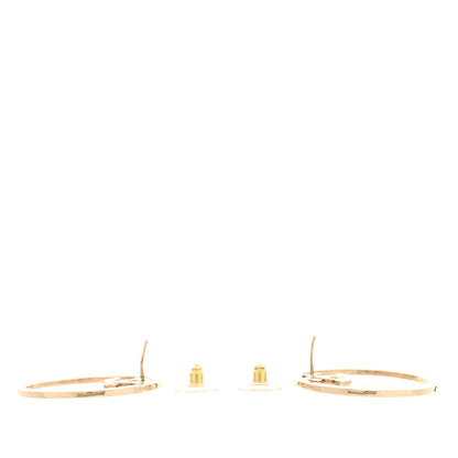 Chanel Metal Crystal CC Hoop Earrings Gold 3 of 4