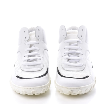 Chanel Calfskin Mesh Lycra Womens Logo High Top Sneakers 39 White 2 of 8