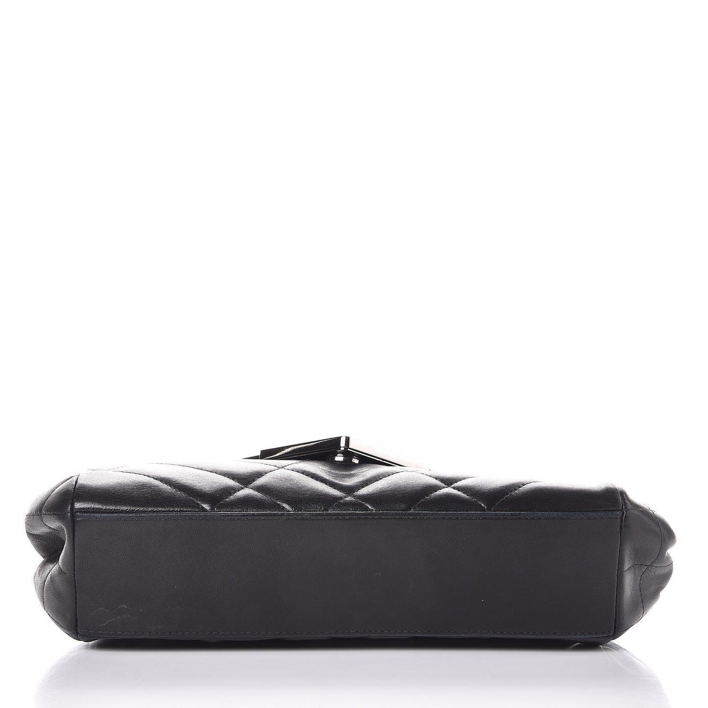 Calfskin Chocolate Bar Quilted Accordion Flap Black