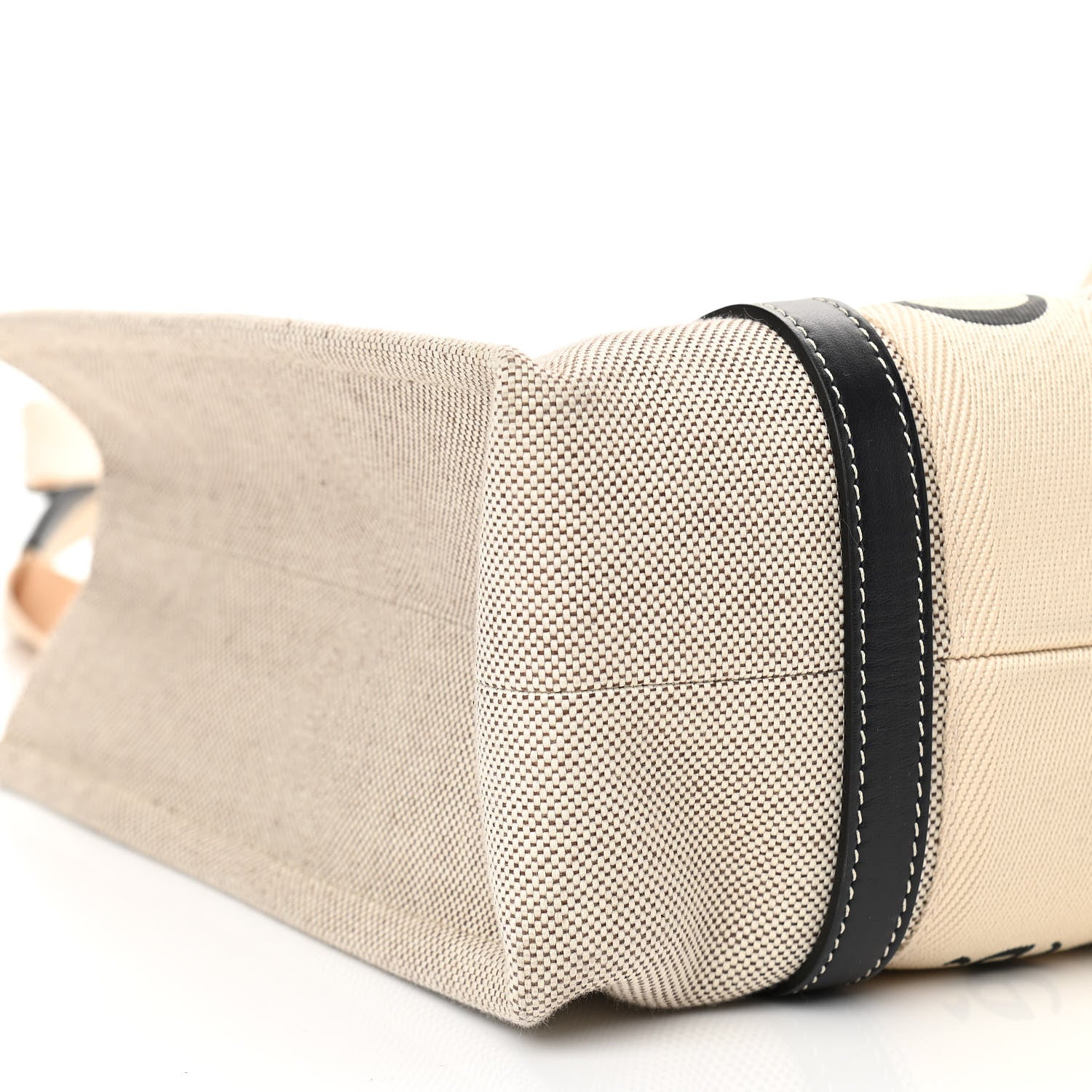 Chloe Cotton Calfskin Medium Woody Ribbon Tote White Black 8 of 9
