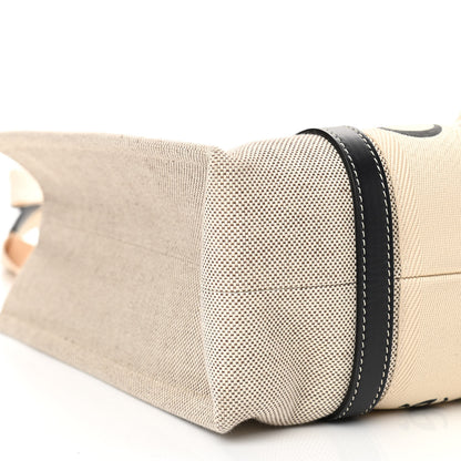 Chloe Cotton Calfskin Medium Woody Ribbon Tote White Black 8 of 9