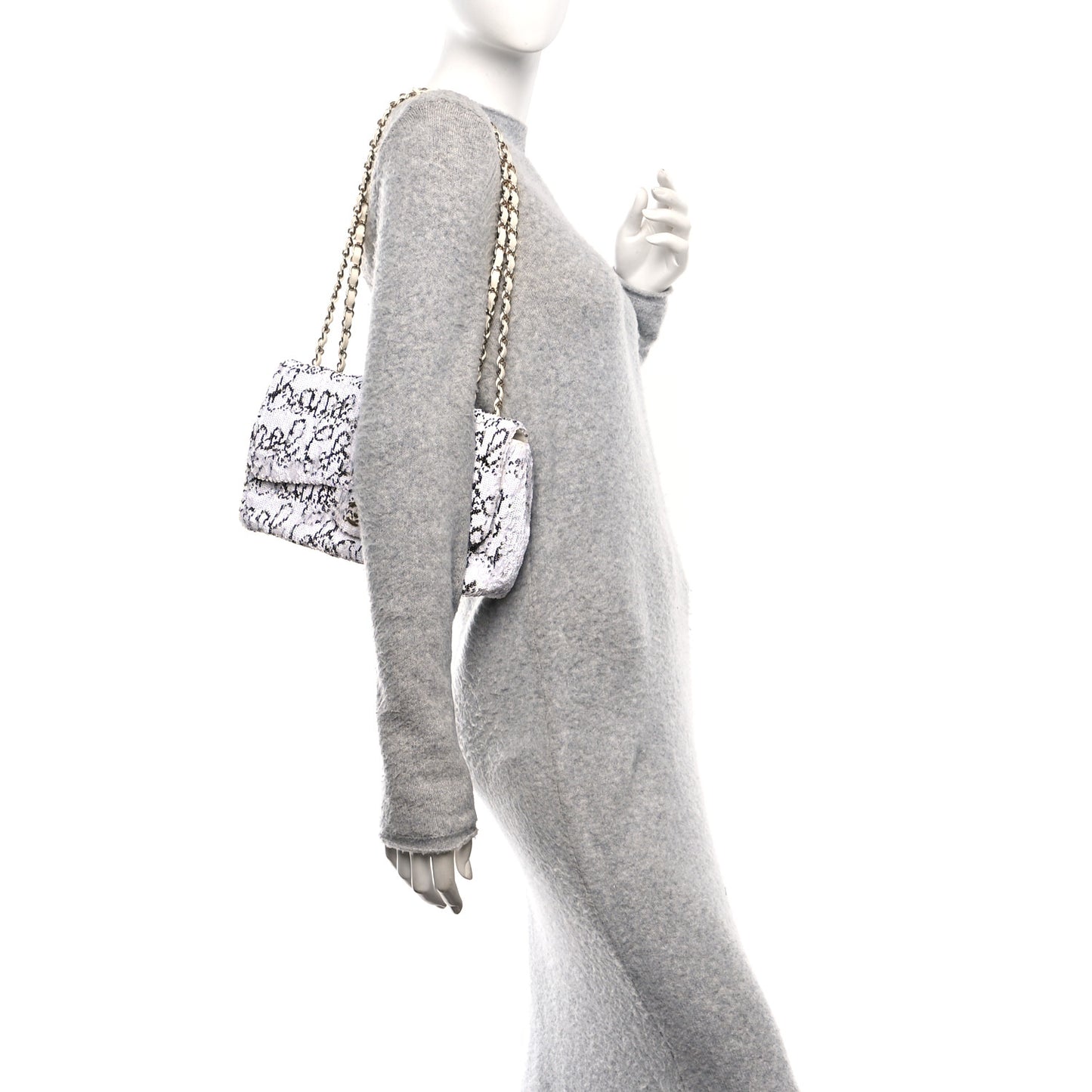 Sequin Logo Medium Flap White Black