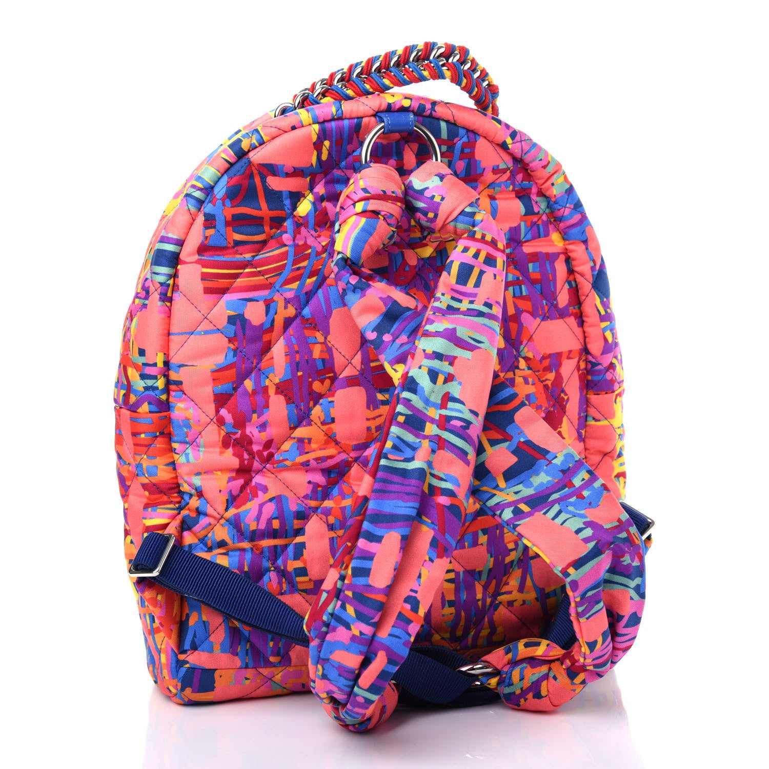 Chanel Foulard Fabric Quilted Printed Backpack Pink 3 of 9