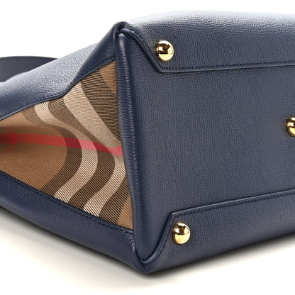 Burberry Derby Calfskin House Check Medium Banner Tote Ink Blue 7 of 8