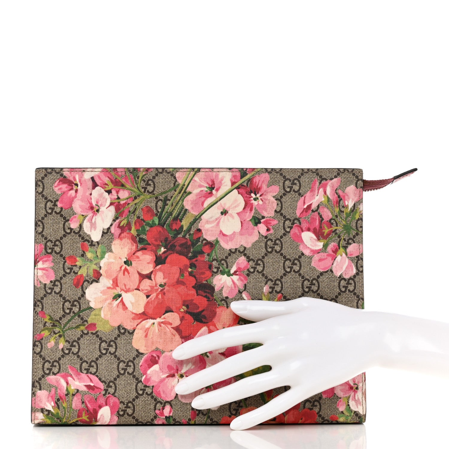 Gucci GG Supreme Monogram Blooms Large Cosmetic Case Beige Multicolor Dry Rose 2 of 7