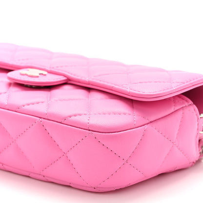 Chanel Lambskin Quilted Flap Phone Holder With Chain Neon Pink 12 of 12