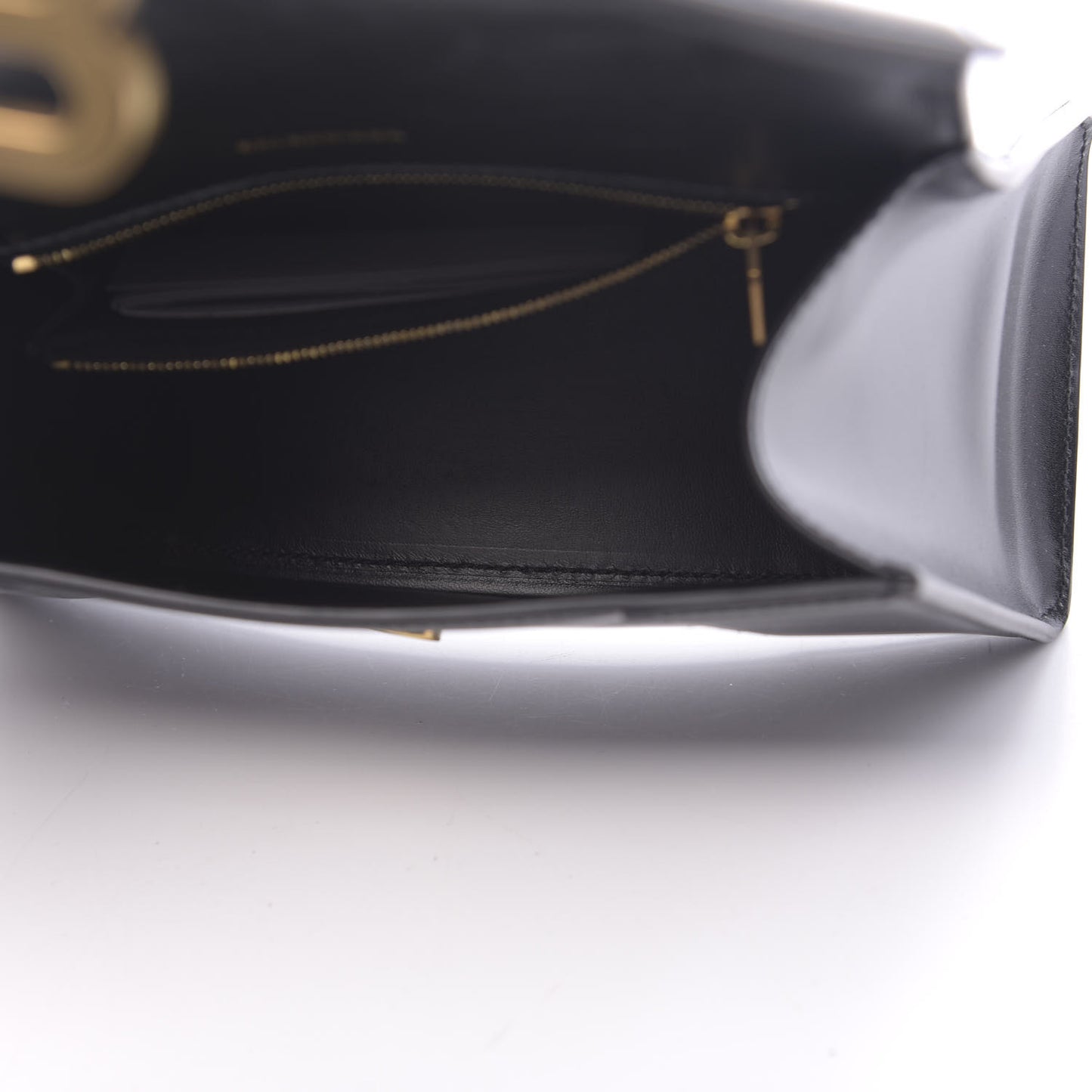 Shiny Box Calfskin Small Hourglass Top Handle Bag Black
