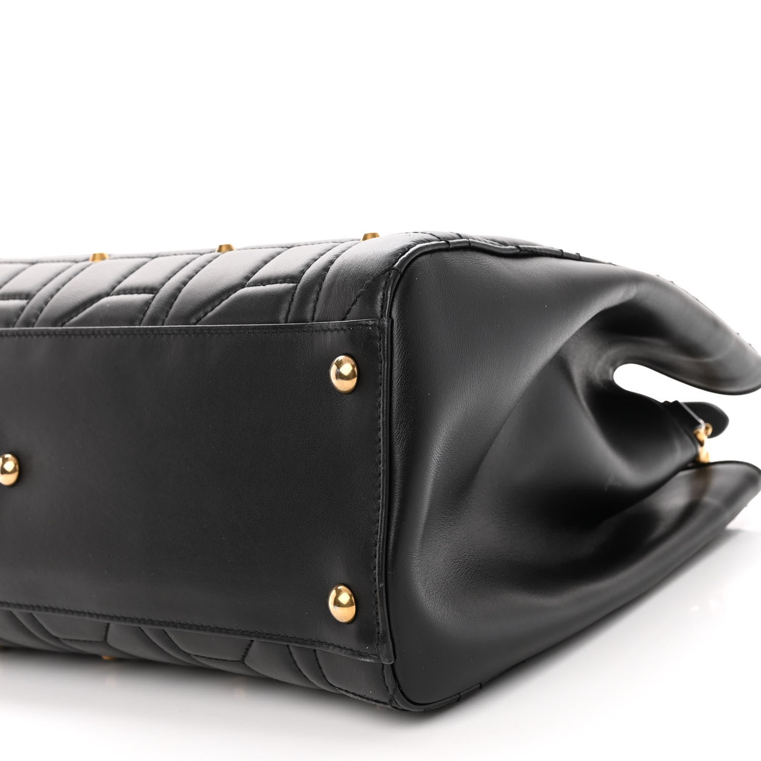 Gucci Calfskin Matelasse Studded Medium GG Marmont Tote Black 10 of 11