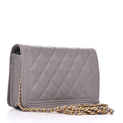 Chanel Caviar Quilted Boy Wallet On Chain WOC Grey 3 of 11