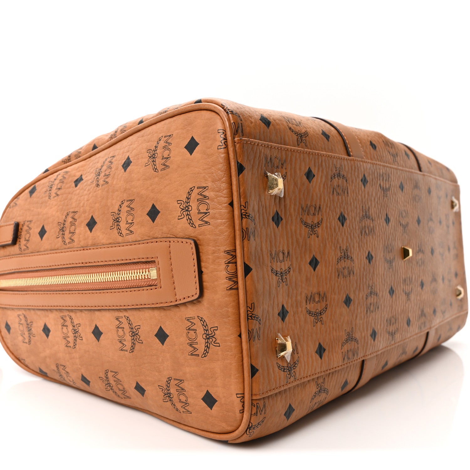 MCM Visetos Large Traveler Weekender Bag Cognac 7 of 8
