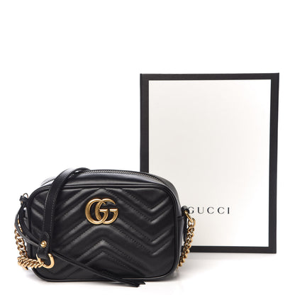 Gucci Calfskin Matelasse Mini GG Marmont Chain Shoulder Bag Black 10 of 10