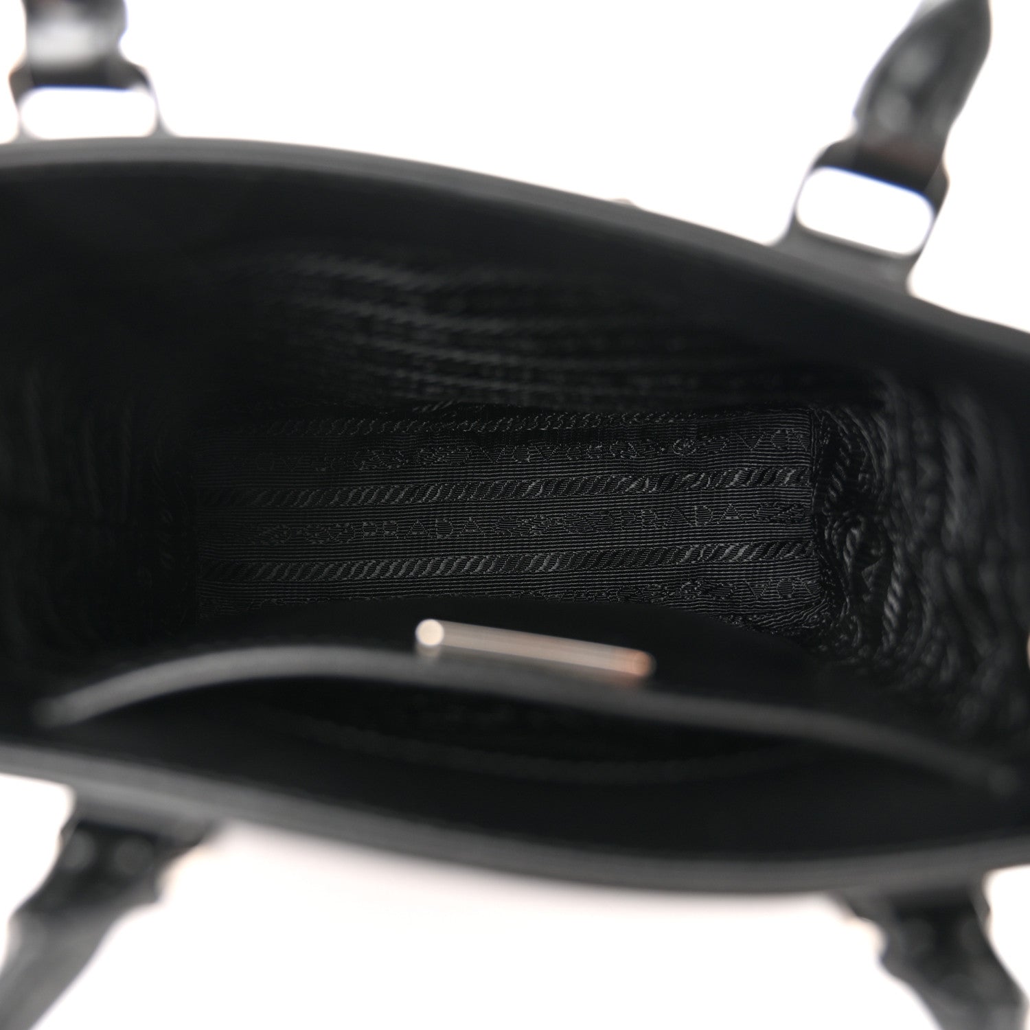 Prada Spazzolato Triangle Small Double Handle Crossbody Tote Black 5 of 10
