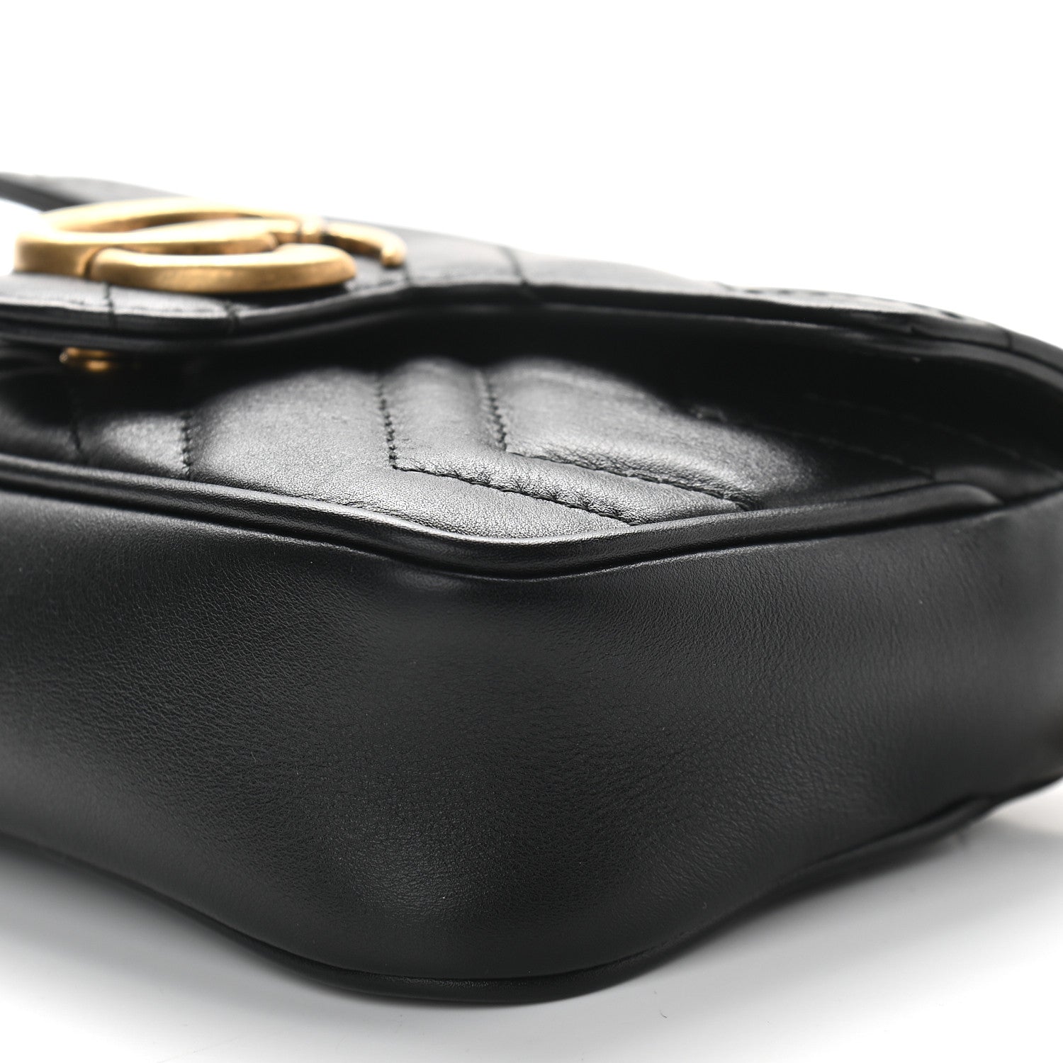 Gucci Calfskin Matelasse Super Mini GG Marmont Shoulder Bag Black 6 of 9