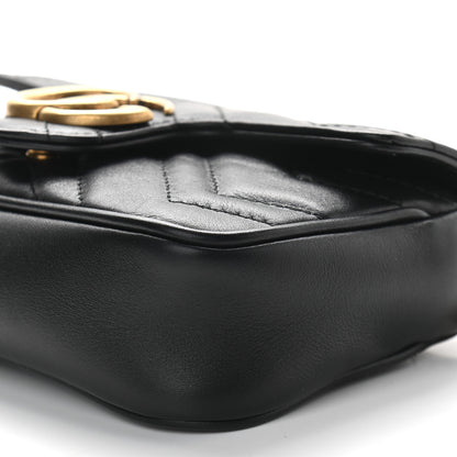 Gucci Calfskin Matelasse Super Mini GG Marmont Shoulder Bag Black 6 of 9