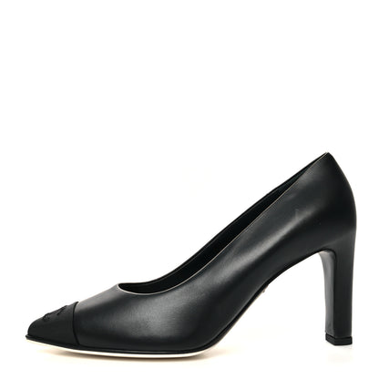 Chanel Lambskin Grosgrain Cap Toe CC Pumps 40 Black 1 of 8