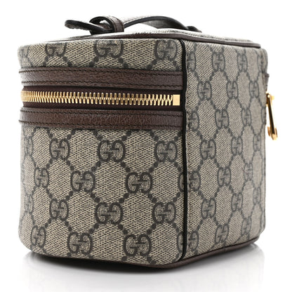 Gucci GG Supreme Monogram Textured Calfskin Web Ophidia Vanity Cosmetic Case Beige Ebony New Acero 3 of 9