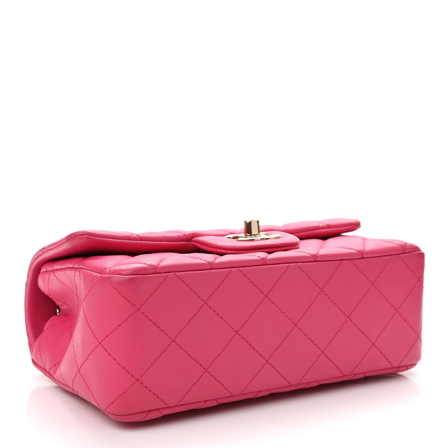 Lambskin Quilted Mini Rectangular Flap Fuchsia