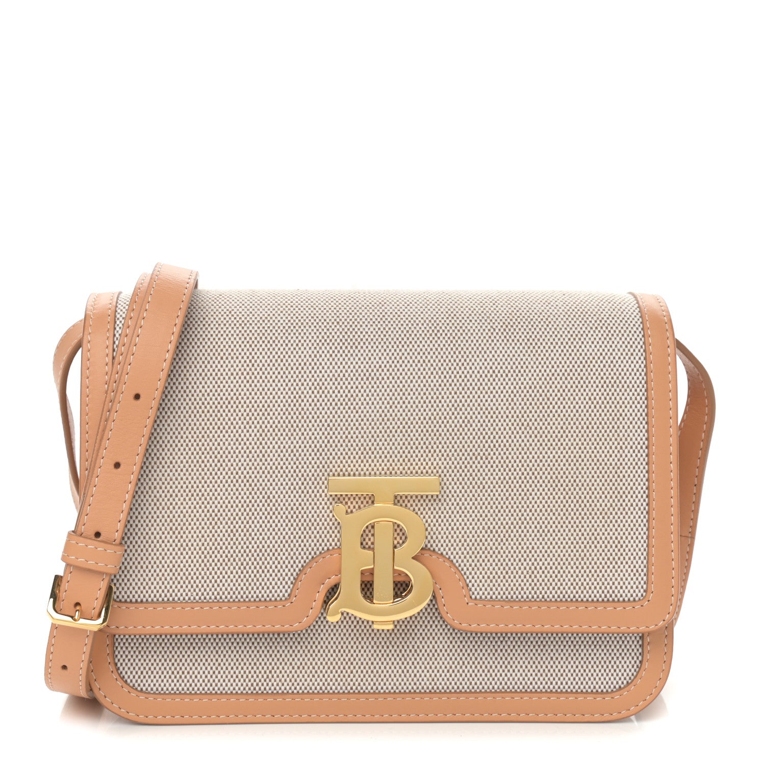 Burberry Canvas Calfskin TB Small Bag Soft Fawn 1 of 10