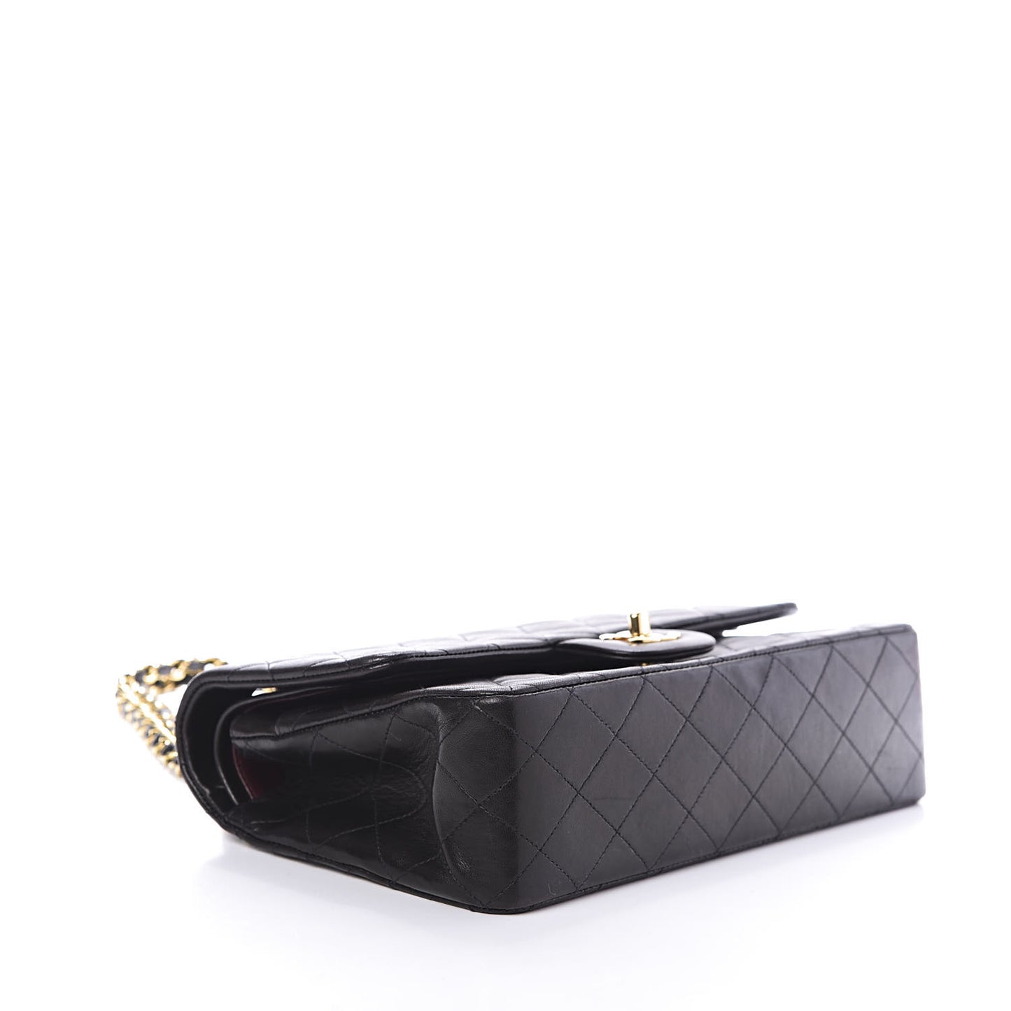 Lambskin Quilted Medium Double Flap Black