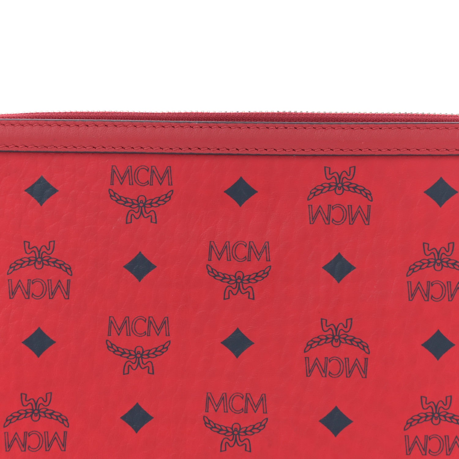 MCM Visetos Liz Shopper Tote Pouch Ruby Red 7 of 10