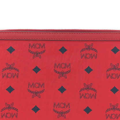 MCM Visetos Liz Shopper Tote Pouch Ruby Red 7 of 10