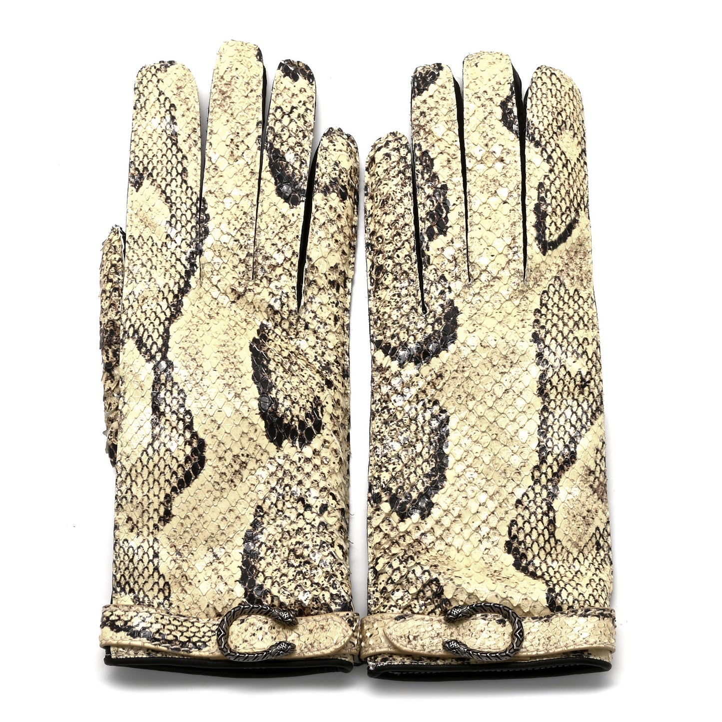 Snakeskin Lambskin Dionysus Gloves 7.5 Beige