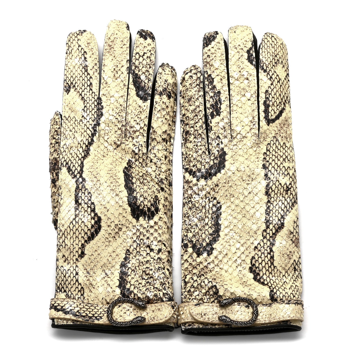 Gucci Snakeskin Lambskin Dionysus Gloves 7.5 Beige 1 of 5