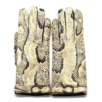 Gucci Snakeskin Lambskin Dionysus Gloves 7.5 Beige 1 of 5