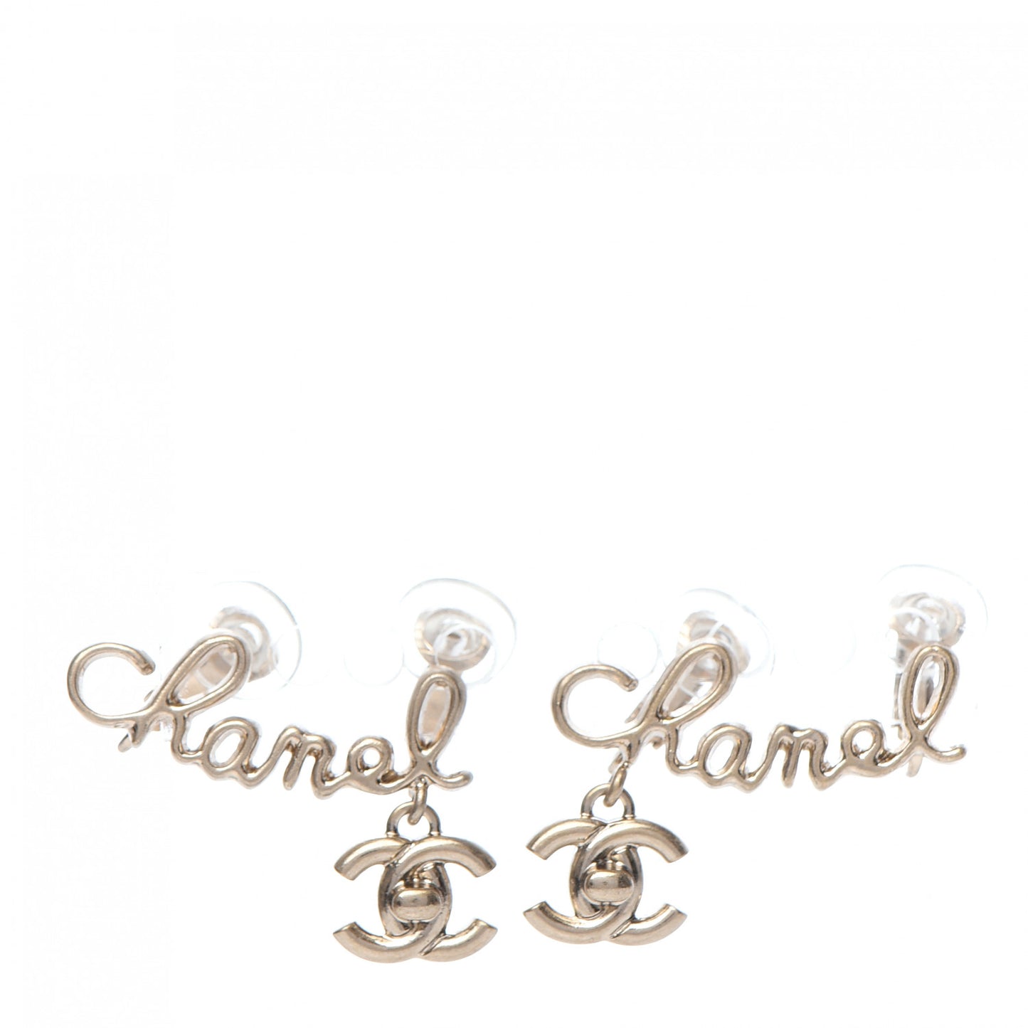 Metal CC Turnlock Climber Clip On Earrings Gold