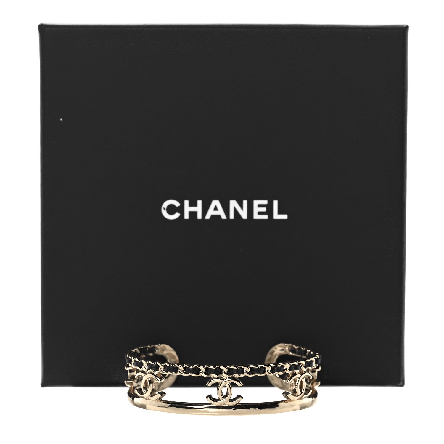 Chanel Metal Lambskin Chain CC Bracelet M Gold 5 of 5