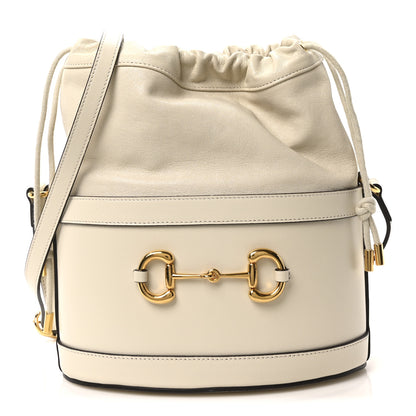 Gucci Azalea Sakai Calfskin Horsebit 1955 Drawstring Bucket Bag Mystic White 1 of 10