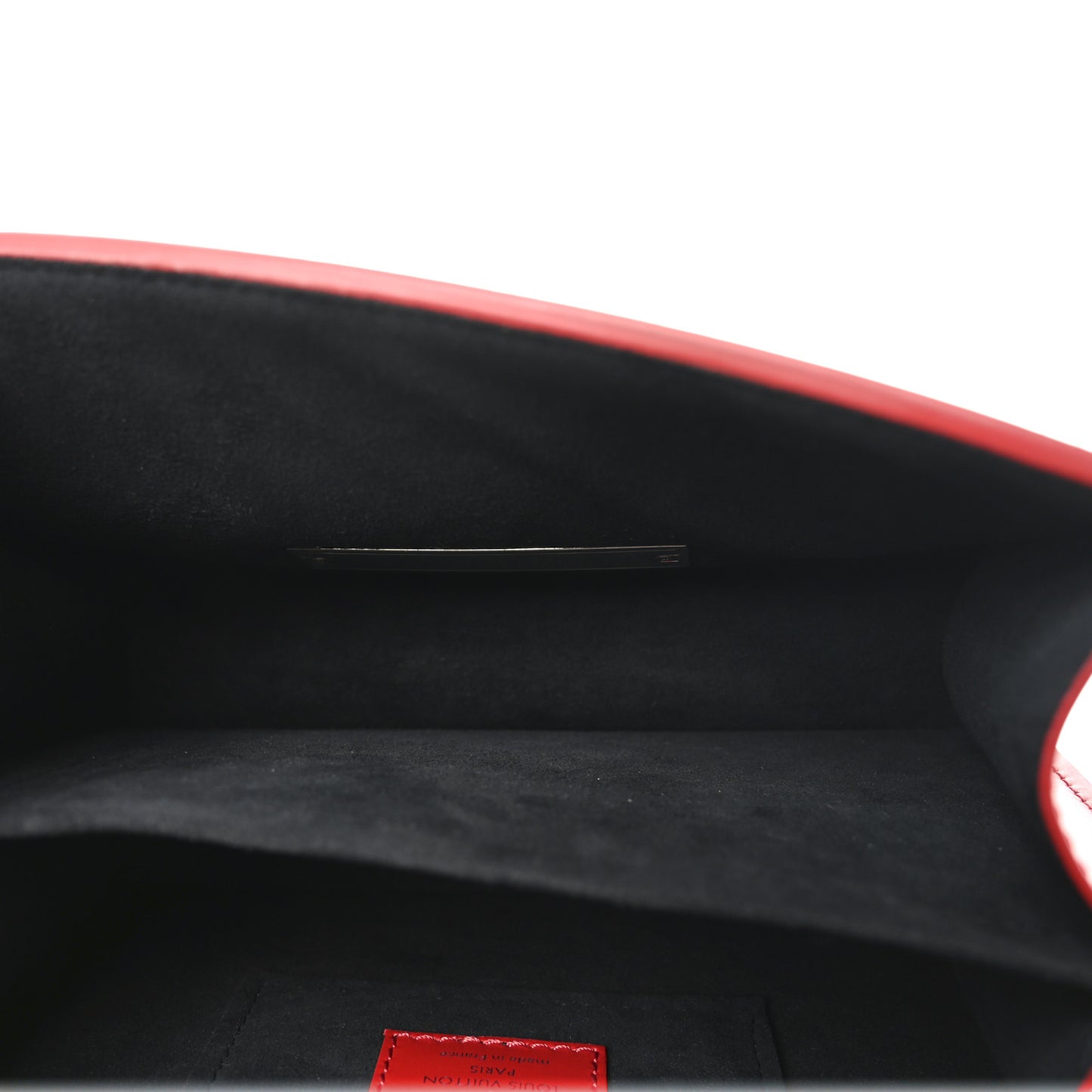 Patent Calfskin Monogram Lace Dauphine Mini Red