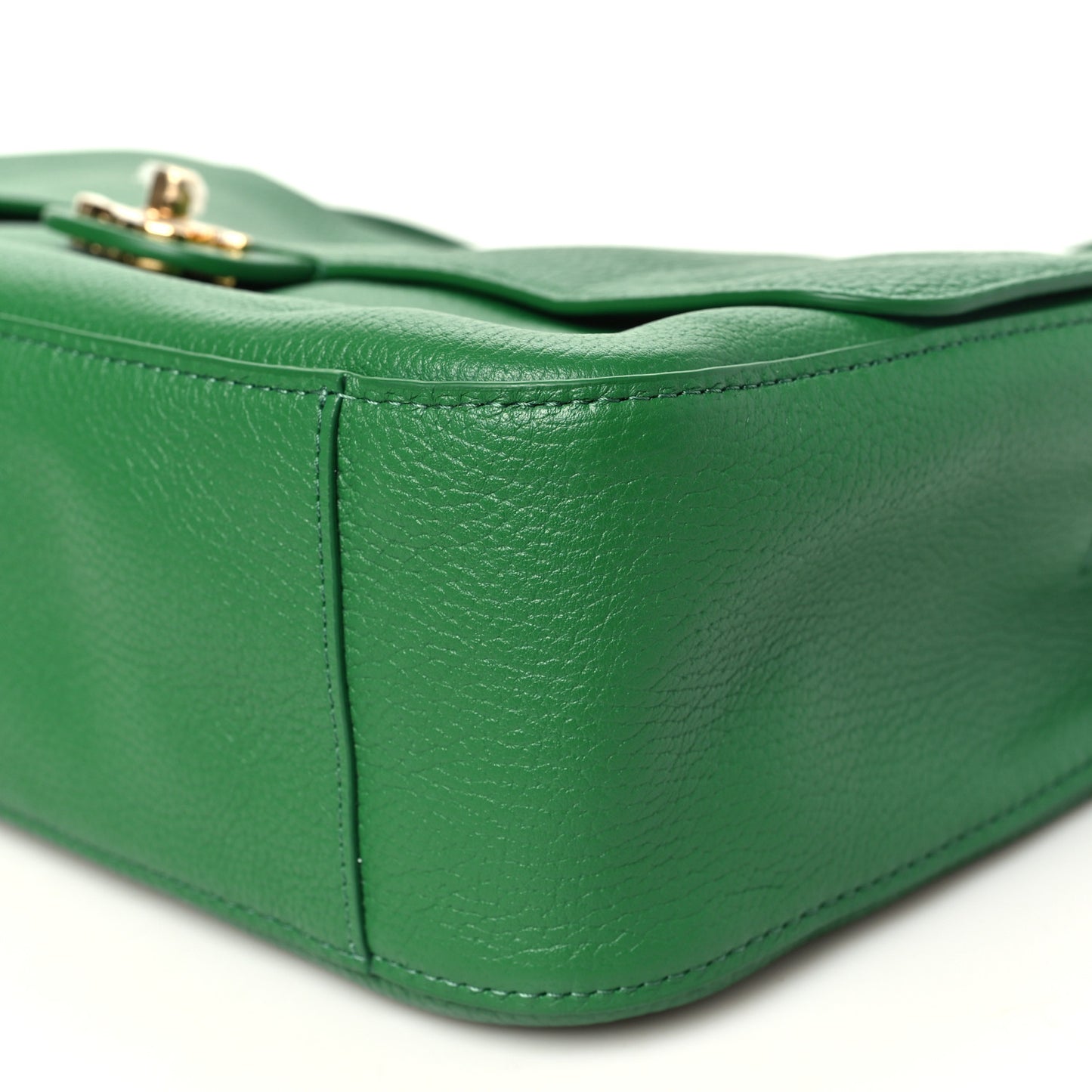 Grained Calfskin Small Souplissimo Maxi Flap Green