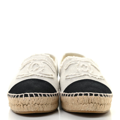 Chanel Linen CC Espadrilles 38 Ecru Black 2 of 9
