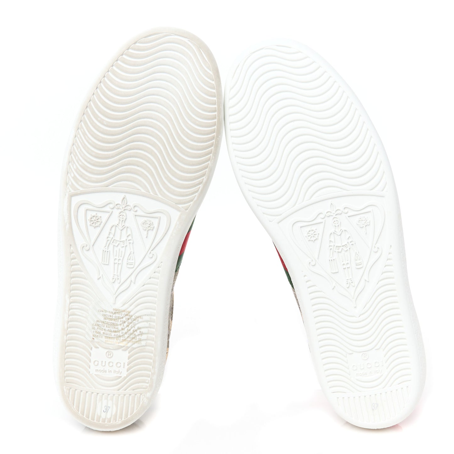 GG Supreme Monogram Bees Ayers Web Womens Ace Sneakers 37 Beige Oro Green Red